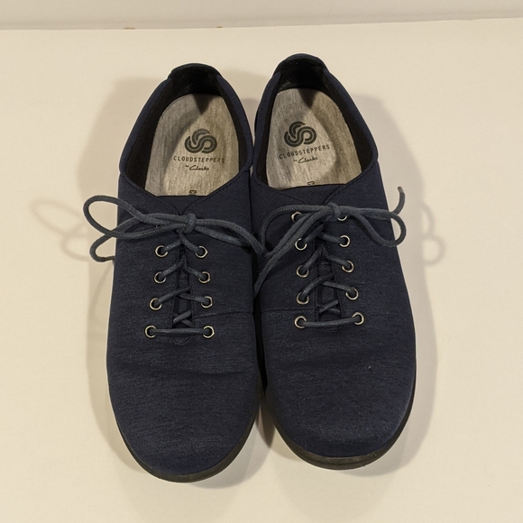 Clark's Navy Women's Cloud Steppers Sneakers Lace Up Walking Shoes Size 8.5 N - Picture 2 of 5